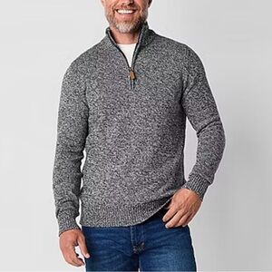 St. John's Bay Men's Charcoal Zip-Up Sweater. NEW! Size Medium